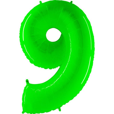 Party Brands 40 inch NUMBER 9 - LIME GREEN Foil Balloon 16707-G-U