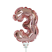 Party Brands 7 inch SELF-INFLATING NUMBER 3 - ROSE GOLD Foil Balloon 00893-PB-P