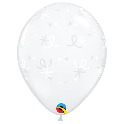 Qualatex 11 inch 6-POINT STARS & CONFETTI - DIAMOND CLEAR Latex Balloons