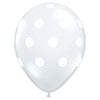 Qualatex 11 inch BIG POLKA DOTS - DIAMOND CLEAR Latex Balloons 37227-Q