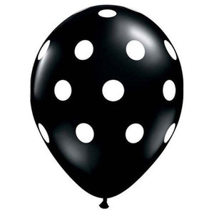 Qualatex 11 inch BIG POLKA DOTS - ONYX BLACK Latex Balloons 37226-Q