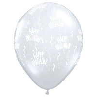 Qualatex 11 inch BIRTHDAY-A-ROUND - DIAMOND CLEAR Latex Balloons 37094-Q