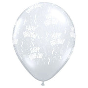 Qualatex 11 inch BIRTHDAY-A-ROUND - DIAMOND CLEAR Latex Balloons 37094-Q