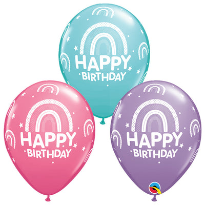 Qualatex 11 inch BIRTHDAY BOHO RAINBOWS Latex Balloons