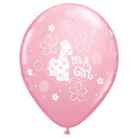 Qualatex 11 inch IT'S A GIRL SOFT PONY Latex Balloons 11761-Q