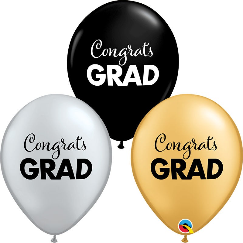 Qualatex 11 inch SIMPLY CONGRATS GRAD - ASSORTED Latex Balloons