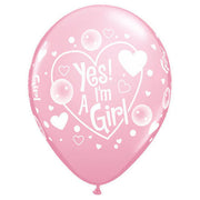 Qualatex 11 inch YES! I'M A GIRL Latex Balloons 11760-Q