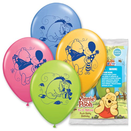 Qualatex 12 inch POOH HAPPY BIRTHDAY (6 PK) Latex Balloons 04232-PP