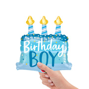 Qualatex 14 inch BIRTHDAY BOY CAKE & CANDLES MINI SHAPE (AIR-FILL ONLY) Foil Balloon 25052-Q-U