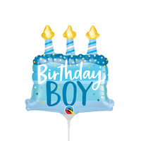 Qualatex 14 inch BIRTHDAY BOY CAKE & CANDLES MINI SHAPE (AIR-FILL ONLY) Foil Balloon 25052-Q-U