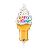 Qualatex 14 inch BIRTHDAY ICE CREAM CONE MINI SHAPE (AIR-FILL ONLY) Foil Balloon 25563-Q-U