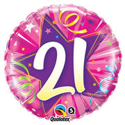 Qualatex 18 inch 21 SHINING STAR - HOT PINK Foil Balloon