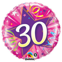 Qualatex 18 inch 30 SHINING STAR - HOT PINK Foil Balloon