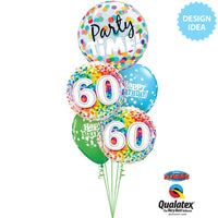 Qualatex 18 inch 60 RAINBOW CONFETTI Foil Balloon 49548-Q-P