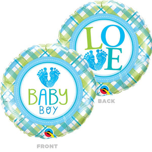 Qualatex 18 inch BABY BOY FEET Foil Balloon 25726-Q-P