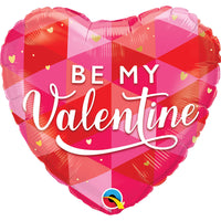 Qualatex 18 inch BE MY VALENTINE GEOMETRIC Foil Balloon 24783-Q-U