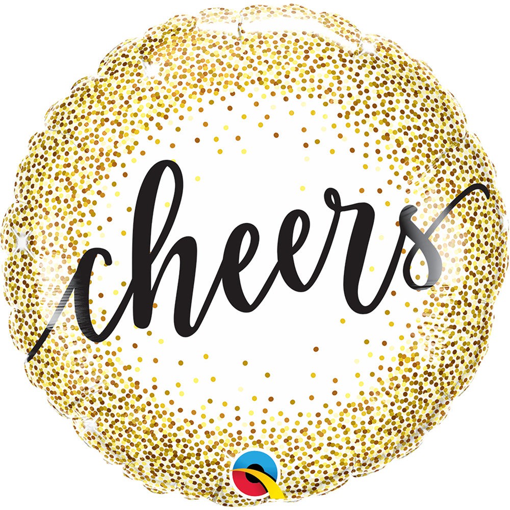 Qualatex 18 inch CHEERS GOLD GLITTER DOTS Foil Balloon 18887-Q-U