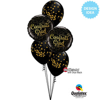 Qualatex 18 inch CONGRATS GRAD GOLD DOODLES Foil Balloon 82273-Q-U