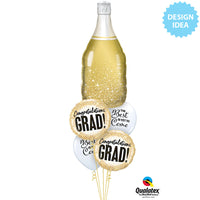 Qualatex 18 inch GRAD GOLD GLITTER DOTS Foil Balloon