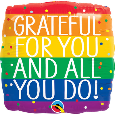 Qualatex 18 inch GRATEFUL FOR YOU & ALL YOU DO Foil Balloon 18859-Q-U