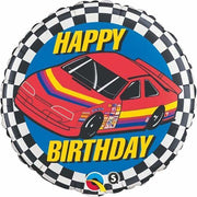 Qualatex 18 inch HAPPY BIRTHDAY RACE CAR Foil Balloon