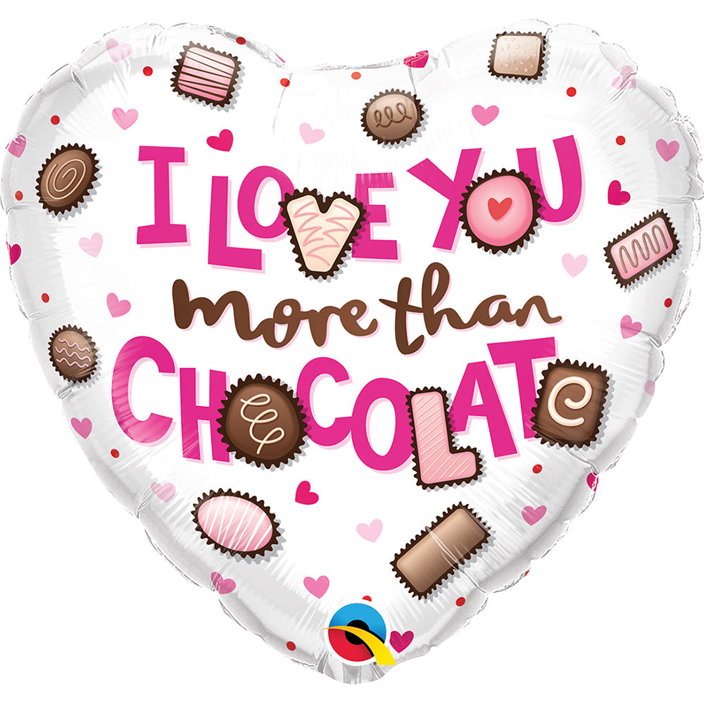 Qualatex 18 inch I LOVE YOU MORE THAN CHOCOLATE Foil Balloon 16673-Q-U