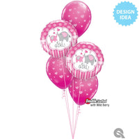 Qualatex 18 inch IT'S A GIRL ELEPHANTS Foil Balloon