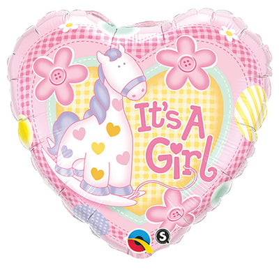 Qualatex 18 inch IT'S A GIRL SOFT PONY Foil Balloon 91296-Q-U