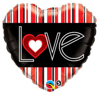 Qualatex 18 inch L(HEART)VE RED STRIPES Foil Balloon