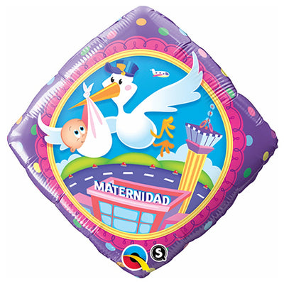 Qualatex 18 inch MATERNIDAD STORK DELIVERY Foil Balloon 49169-Q-U