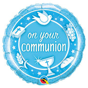 Qualatex 18 inch ON YOUR COMMUNION BLUE Foil Balloon 49740-Q-U