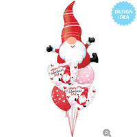 Qualatex 18 inch VALENTINE'S DAY GNOME Foil Balloon 21501-Q-U