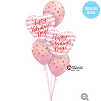 Qualatex 18 inch VALENTINE'S PINK STRIPES Foil Balloon 20949-Q-U