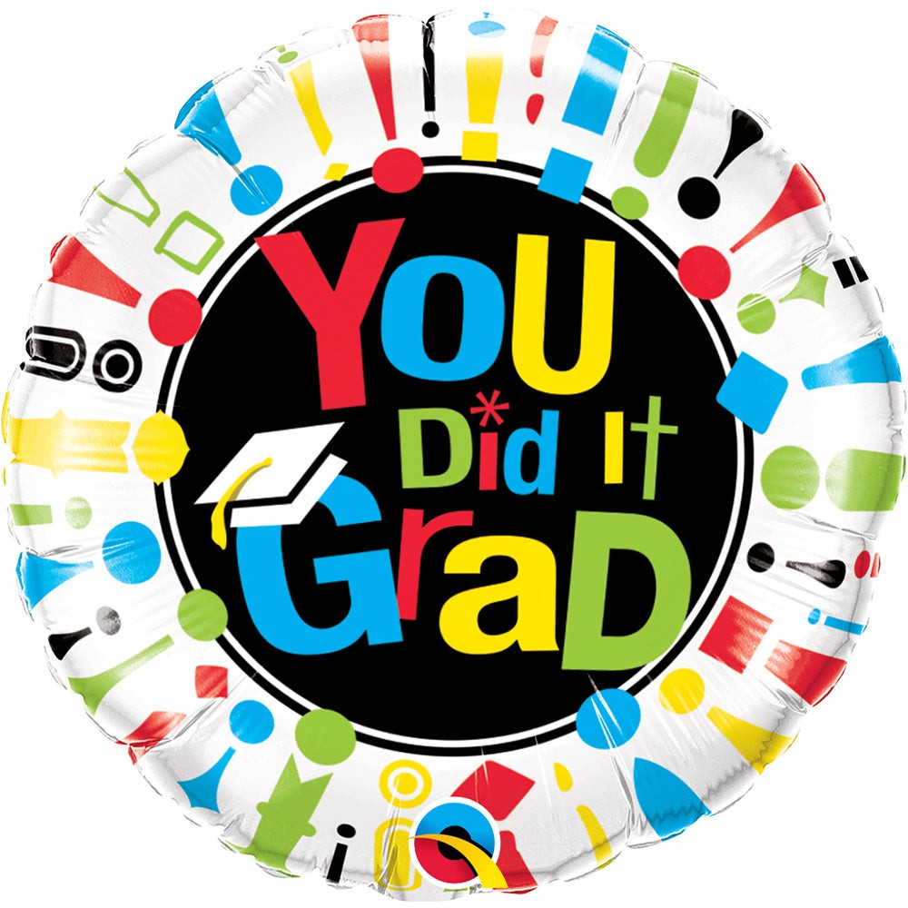 Qualatex 18 inch YOU DID IT GRAD! Foil Balloon 24104-Q-U