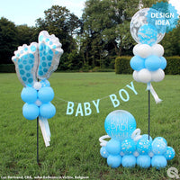 Qualatex 22 inch BUBBLE - BABY BOY BLUE & CONFETTI DOTS Bubble Balloon 10040-Q