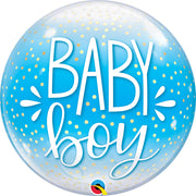 Qualatex 22 inch BUBBLE - BABY BOY BLUE & CONFETTI DOTS Bubble Balloon 10040-Q