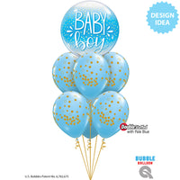 Qualatex 22 inch BUBBLE - BABY BOY BLUE & CONFETTI DOTS Bubble Balloon 10040-Q