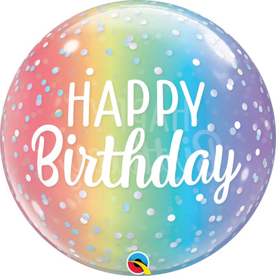 Qualatex 22 inch BUBBLE - BIRTHDAY OMBRE & DOTS Bubble Balloon 13232-Q