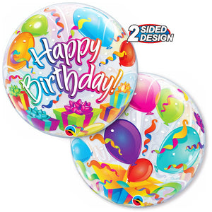 Qualatex 22 inch BUBBLE - BIRTHDAY SURPRISE Bubble Balloon 65407-Q