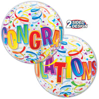 Qualatex 22 inch BUBBLE - CONGRATULATIONS AROUND Bubble Balloon 82540-Q