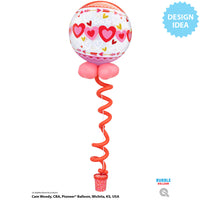 Qualatex 22 inch BUBBLE - LOVE CONNECTED HEARTS Bubble Balloon 24076-Q