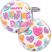 Qualatex 22 inch BUBBLE - VALENTINE'S CANDY HEARTS Bubble Balloon 24078-Q