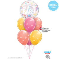 Qualatex 22 inch BUBBLE - WELCOME BABY BOHO RAINBOWS Bubble Balloon 24902-Q