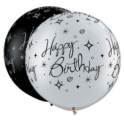 Qualatex 30 inch BIRTHDAY SPARKLES & SWIRLS-A-ROUND Latex Balloons 53476-Q