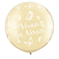 Qualatex 30 inch VIVAN LOS NOVIOS ROSES & BUTTERFLIES Latex Balloons 36888-Q