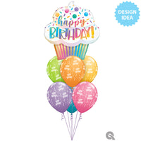 Qualatex 31 inch Birthday Ombre Cupcake Foil Balloon 24016-Q-P