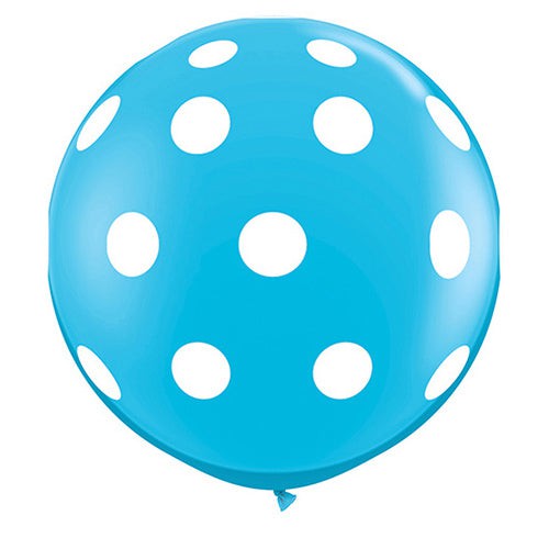 Qualatex 36 inch BIG POLKA DOTS-A-ROUND - ROBIN'S EGG Latex Balloons 26175-Q