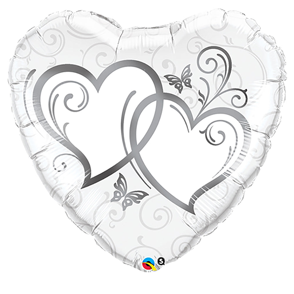 Qualatex 36 inch ENTWINED HEARTS - SILVER Foil Balloon 17239-Q-P