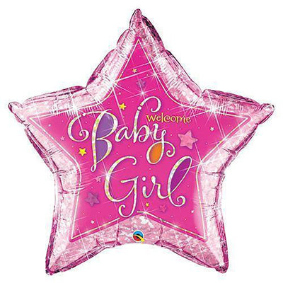 Qualatex 36 inch WELCOME BABY GIRL STARS Foil Balloon 16577-Q-P