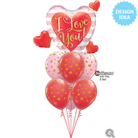 Qualatex 37 inch I LOVE YOU PINK STRIPES & HEARTS Foil Balloon 21042-Q-P